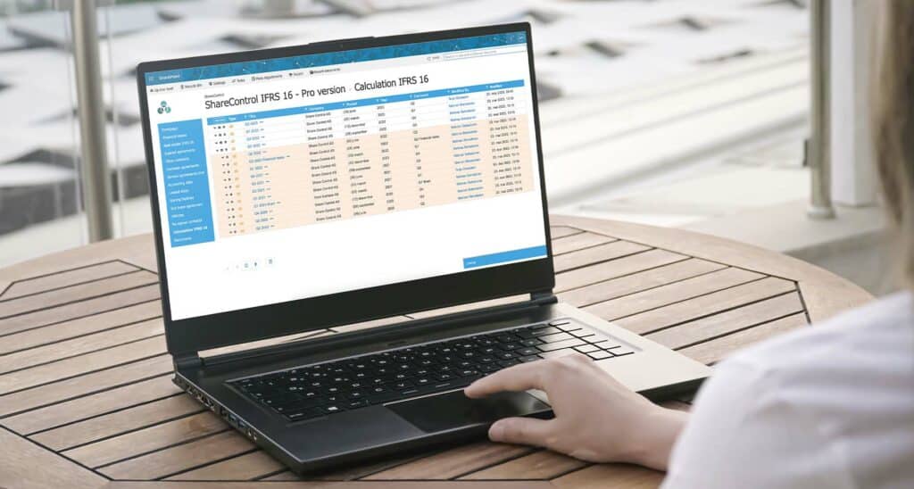 ShareControl IFRS 16 dashboard.