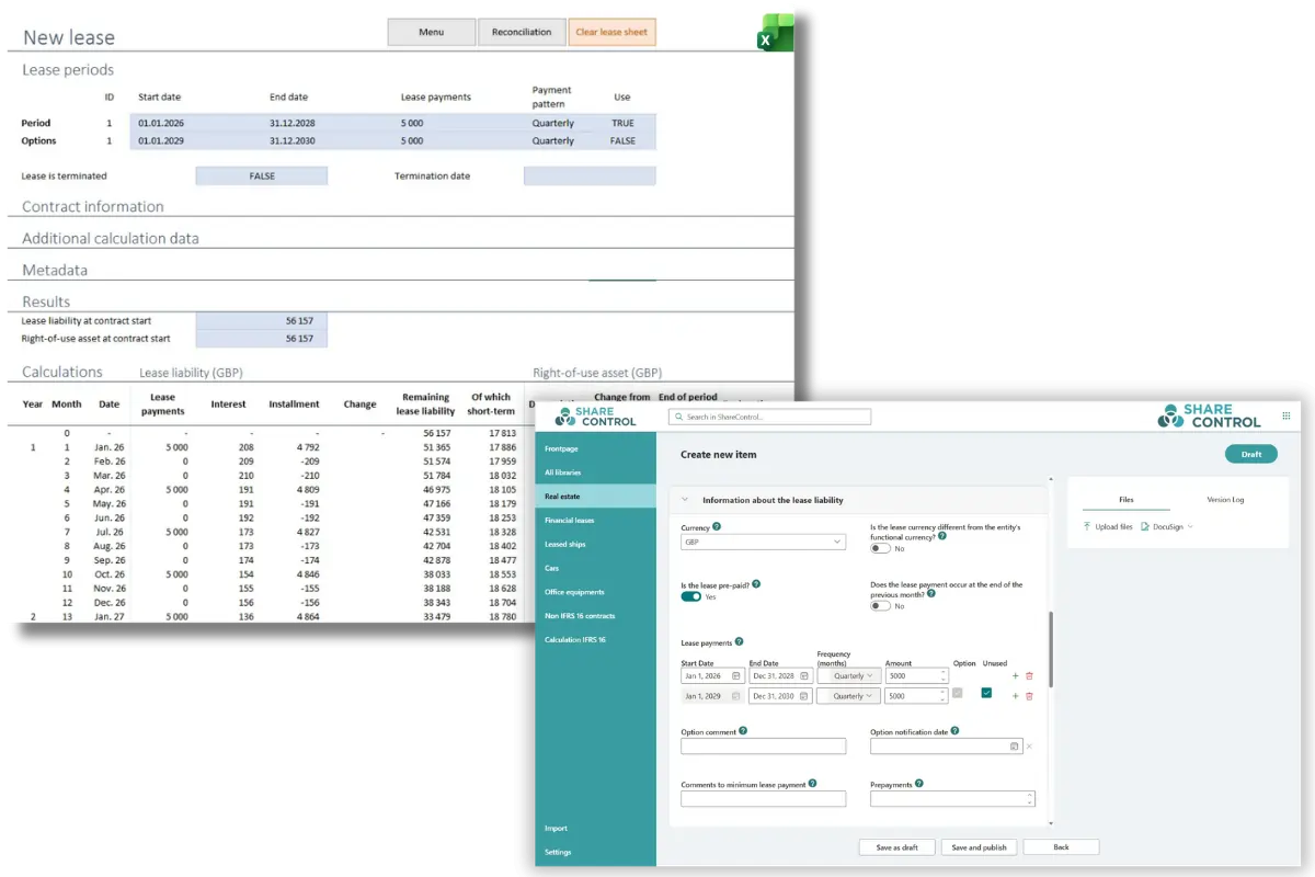 IFRS 16 process trinn 2 - Registrering og klassifisering av nye leieavtaler i ShareControl IFRS 16 System